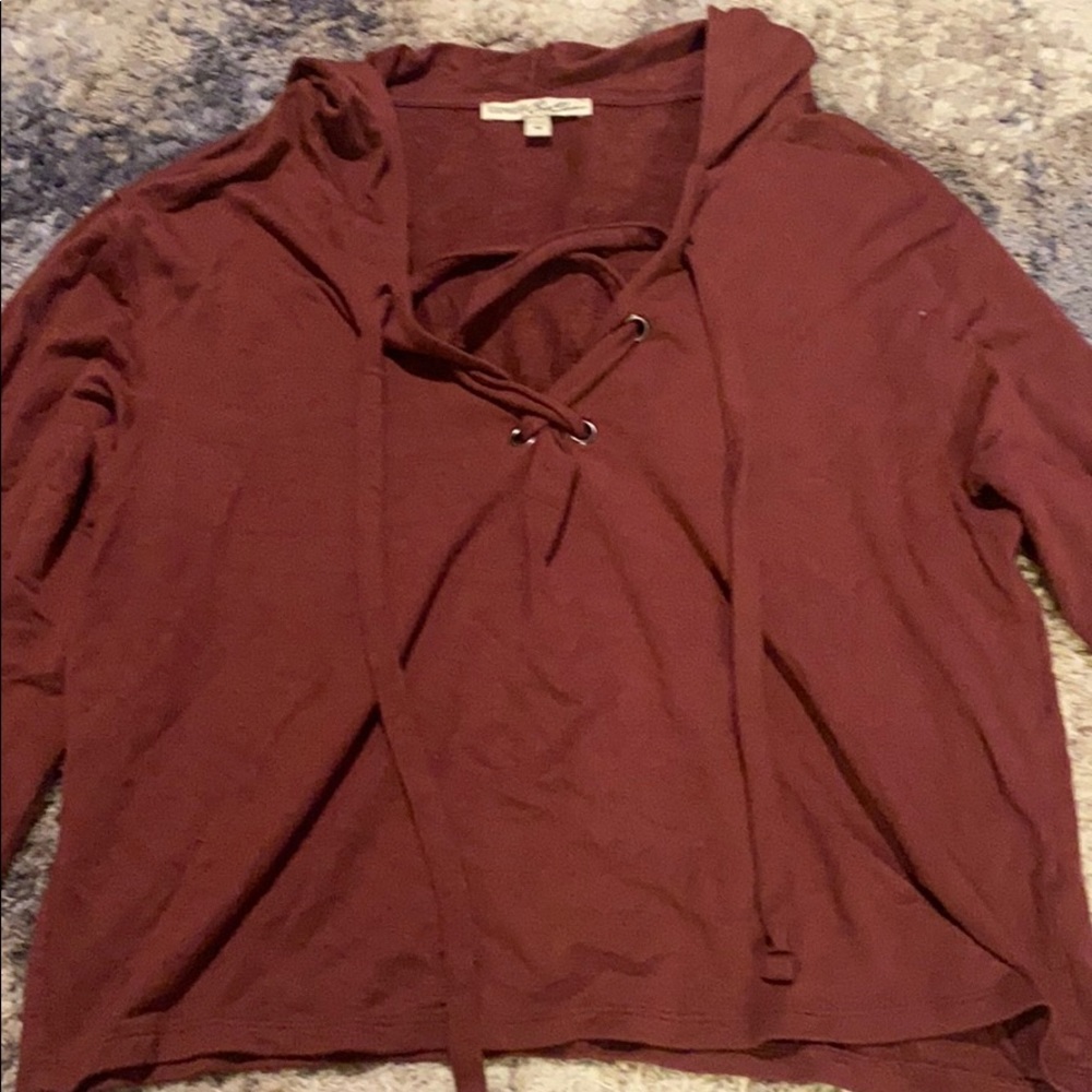 EXPRESS  cross neck hooded sweatshirt